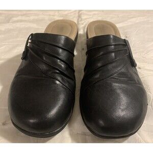 Comfort Plus By Predictions Mules Shoes Womens 9.5 M Black Slip On Closed Toe